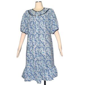 Batsheva Snap Front House Dress Floral Print Cotton One Size